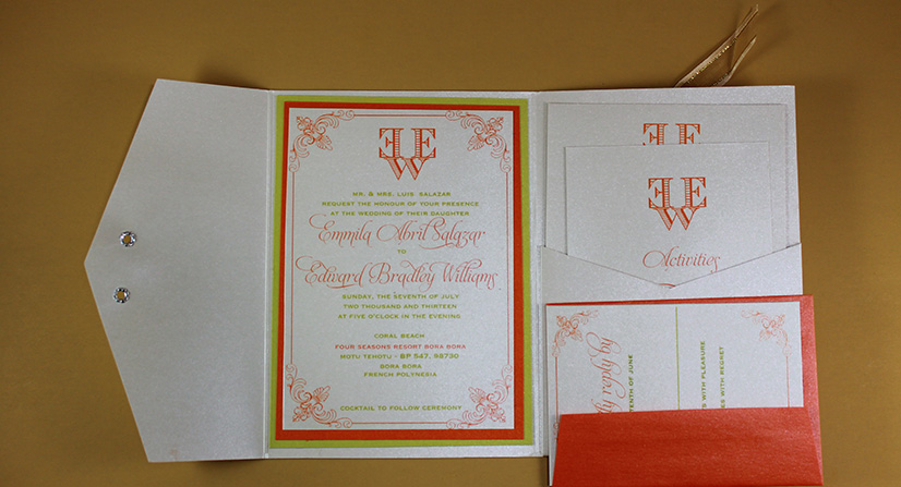 pocketfold wedding invitations luxury invitation with ribbon